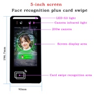 Terminal de Control de Acceso con Reconocimiento Facial Dinámico de 5 Pulgadas, Sistema de Seguridad Biométrico con Reconocimiento Facial, NFC, Control de Asistencia, Reinicio OEM