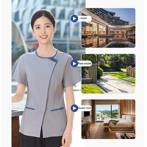 Uniforme <span class=keywords><strong>de</strong></span> service hôtelier à col mandarin pour femmes <span class=keywords><strong>de</strong></span> chambre, personnel <span class=keywords><strong>de</strong></span> service domestique, personnel <span class=keywords><strong>de</strong></span> <span class=keywords><strong>nettoyage</strong></span> <span class=keywords><strong>de</strong></span> supermarché, conception sur mesure, marque privée - Product Image 2
