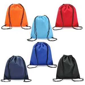 Cheap 210D Nylon Polyester Pull String Drawstring Bags Printing Custom Logo Drawing String Bag Backpack