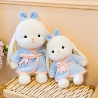 Peluche Lapin Kawaii aux Oreilles Tombantes, Tenue de Bain Bleue, Décoration Nœud, Poupée Lapin Rembourrée, Cadeau pour Enfants, Vente en Gros, Couleurs Assorties