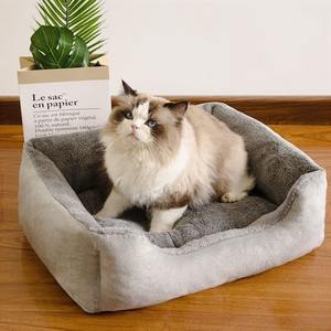 Lit pour animaux de compagnie de luxe personnalisé en gros d'usine nid de chien doux grand rectangle double usage respirant double face canapé-lit pour chien et chat - Product Image 6