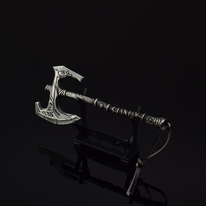 แผ่นเหล็กตีขึ้นรูปรูปตัว V Skyrim ขนาด17ซม. จอแสดงผล Battleaxe แบบจำลองพร้อมผลิตภัณฑ์หัตถกรรมโลหะแบบโบราณ - Product Image 3