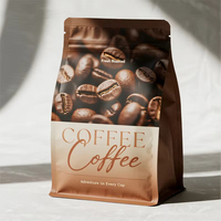 Sachets Mylar personnalisés imprimés à fond plat scellé sur 8 côtés avec valve et fermeture éclair, résistants à l'humidité, pour la fraîcheur du café, du lait et des gelées