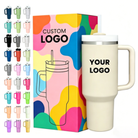 Gobelet isotherme en acier inoxydable de 40 oz avec poignée et pailles, design moderne, bouteille isotherme portable pour le bureau, tasse à café chaud pour les voyages