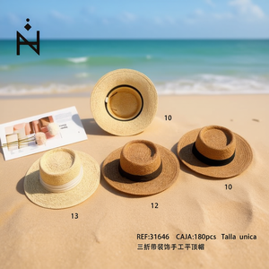 Sombrero de Paja Plegable de Tres Pliegues, Decorativo, Hecho a Mano, Unisex, para Playa y Verano - Product Image 3