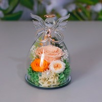 Source Nouveau Produit Élégant Grand Ange Couverture en Verre Rose pour Graduation Saint Valentin Cadeau de Noël avec Finition Fleur Éternelle