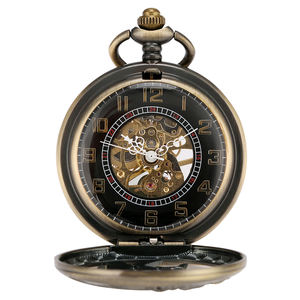 독특한 선물 말 페가수스 중공 청동 금속 스팀 펑크 남자 포켓 시계 시계 - Product Image 5