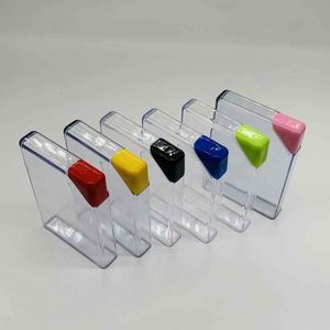 Organisateur de bureau en plastique coloré avec cinq compartiments transparents et dessus colorés pour le rangement de fournitures de bureau - Product Image 3