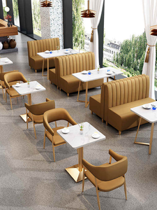 वाणिज्यिक रेस्तरां फर्नीचर कैफे फास्ट फूड ग्रीन मखमली कपड़े बेंच बूथ बैठने सोफे भोजन मेज और कुर्सी सेट - Product Image 3