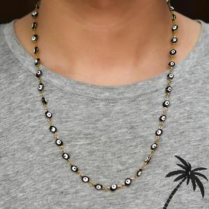 Collar de Cadena de Acero Inoxidable de 6mm con Ojo Turco y Cuentas Coloridas para Mujer, Gargantilla Chapada en Oro, Joyería Boho Metálica - Product Image 6