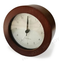 Réveil en bois de noyer rond radiocommandé personnalisé CE ROHS avec fonction snooze et lumière