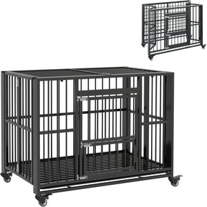 Cage de caisse pour chien en métal pliable empilable et robuste Chenil diviseur de 43 pouces avec plateau amovible - Product Image 2