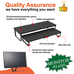 Soporte de <span class=keywords><strong>Monitor</strong></span> <span class=keywords><strong>Vertical</strong></span> portátil, elevador de doble <span class=keywords><strong>Monitor</strong></span> para ordenador de madera, otros accesorios de ordenador con gestión de cables - Product Image 2