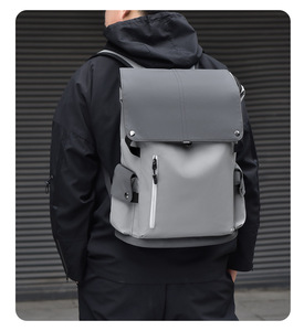 New Trend Unisex Waterproof Geometric Pattern PU <b>Leather</b> Sports <b>Laptop</b> <b>Backpack</b> USB Anti-Theft Zipper Closure Business Travel - Product Image 6