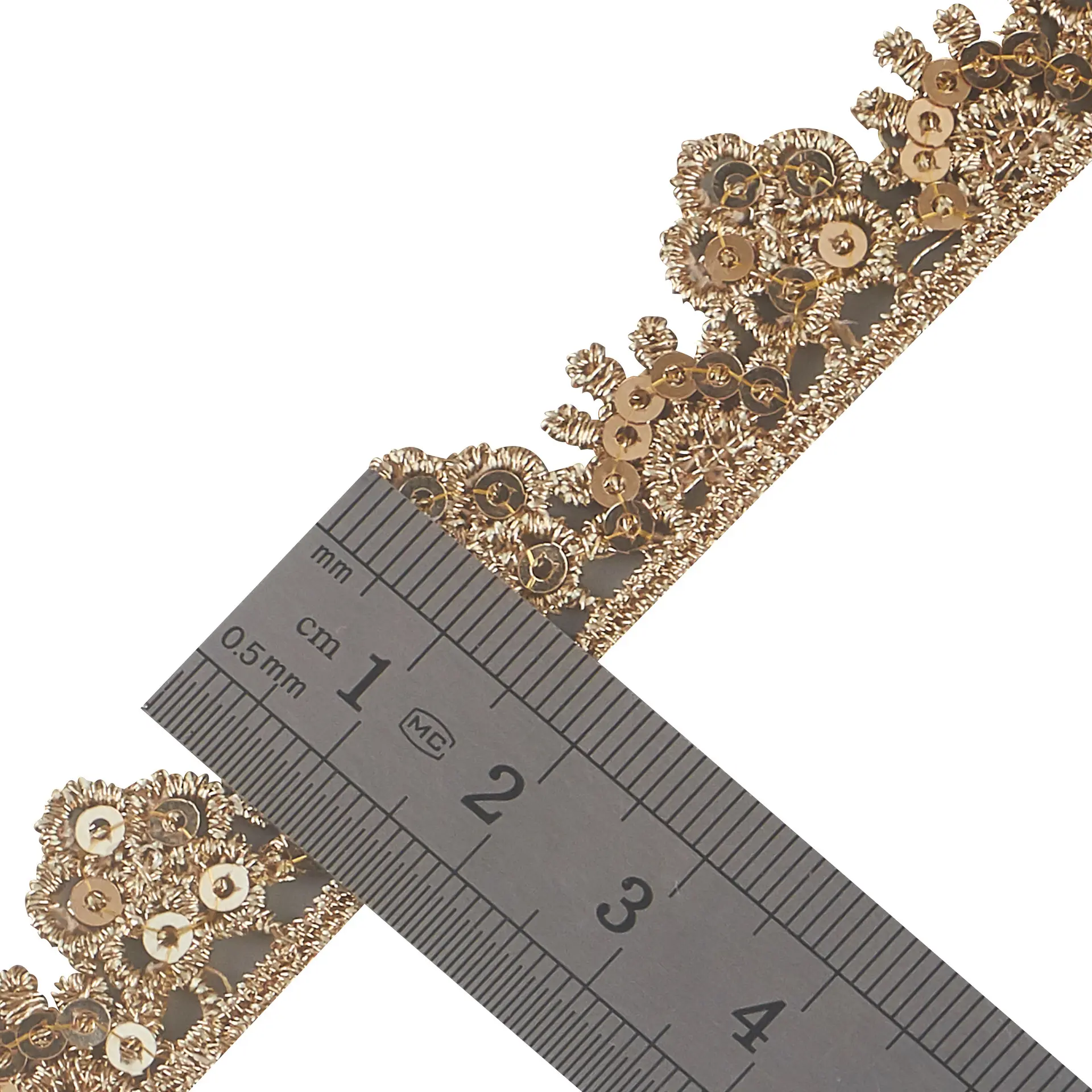 Venta al por mayor de apliques de moda de oro hueco lentejuelas bordado vestido con cuentas accesorios de encaje Trim 1,8 cm