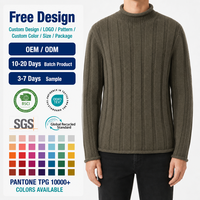 Pull à col roulé pour homme de haute qualité, vert olive, tricoté à grosses côtes larges, fabrication OEM ODM