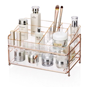 High quality home drawer storage box, diamond pattern cosmetic plastic makeup organizer