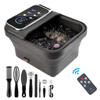 Bain de pieds électrique pliable télécommandé avec rouleaux de massage, chaleur et bulles, kit de pédicure et machine de trempage des pieds