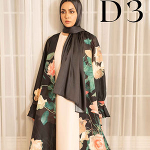 Professional 2026 New Design Summer Polyester Flower Print Open <b>Abaya</b> Islamic Clothing Long Elegant Modest Muslim Dress <b>Women</b> - Product Image 5