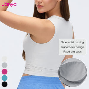 Top da Yoga Janya di Alta Qualità per Donna, Abbigliamento Sportivo Tinta Unita, Canotta Senza Maniche con Reggiseno Integrato per <span class=keywords><strong>Palestra</strong></span> e Fitness - Product Image 3