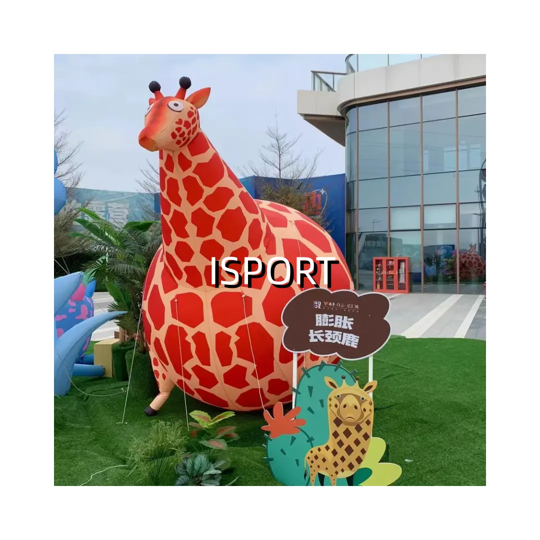 Decoração exterior Cartoon inflável grande girafa modelo comercial inflável girafa para promoção