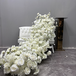 Arrangement floral blanc Rose ivoire Floral vert rangée chemin de fleurs de Table pour la décoration de cérémonie de mariage - Product Image 2