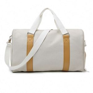 Men's & Women's Fashionable Waterproof Canvas Travel Duffle Bag Zipper Closure Overnight <b>Weekender</b> <b>Case</b> with Letter Pattern - Product Image 1