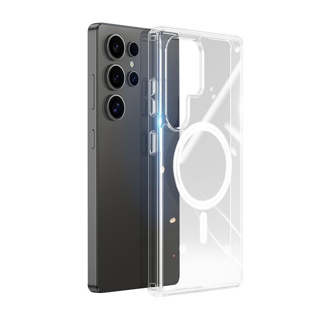 Bayer Material Non-yellowing TPU+PC High-transparency Magnetic Anti-fall Clear Mobile Phone Magnetic Case for Samsung S25 Clear