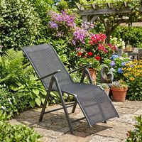 Chaise longue de patio/balcon moderne en acier inoxydable de haute qualité, durable, pliable, portable et confortable, Telsin Recliner