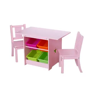 Набор эко розовых детских стульев и столов