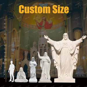 Estatua de Jesús del Sagrado Corazón de la Divina Misericordia, Tallada a Mano en Mármol Blanco, Tamaño Real, para Decoración de <span class=keywords><strong>Iglesia</strong></span>, Marca MILY - Product Image 4