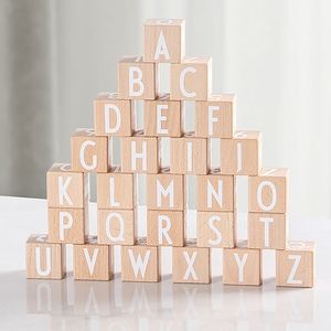 Baby Safe Natural Wood Learning Toy 26 Wooden ABC <b>Building</b> <b>Block</b> Alphabet Letters Stacking <b>Blocks</b> - Product Image 1