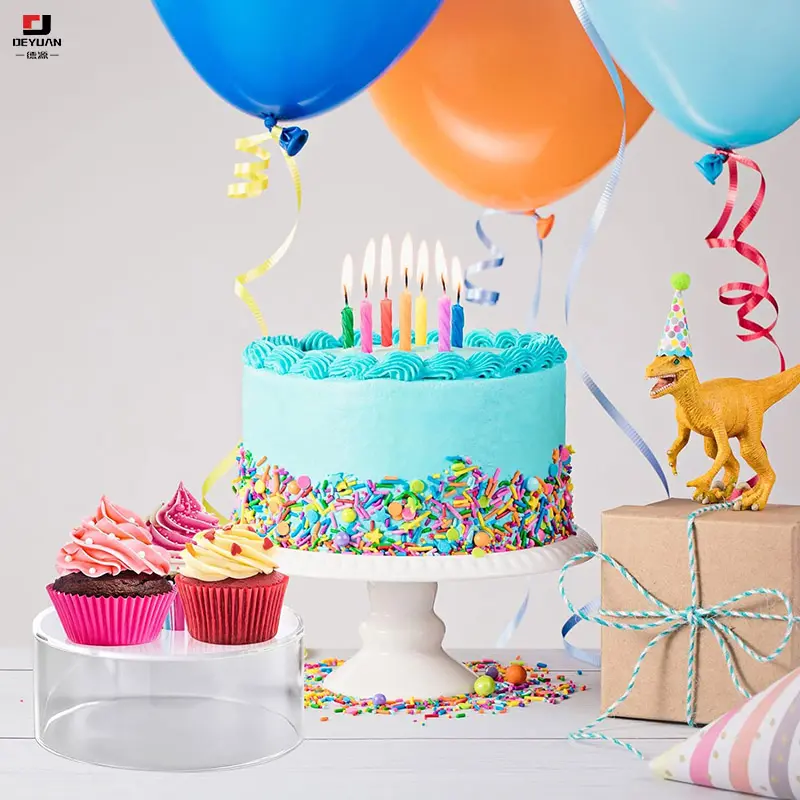 Suporte de bolo redondo com preenchimento, suporte de acrílico transparente para festas de casamento, aniversário, bolo, separador de bolo, cilindro, display