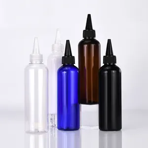 Hair Oil Dye 30ml 50ml 100ml 120ml 250ml 500ml empty clear amber PET plastic Squeeze bottles with Applicator