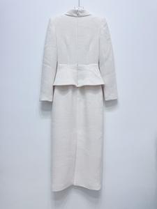 Bettergirl 2026 Ramadan Abito Casual Elegante Francese <span class=keywords><strong>in</strong></span> <span class=keywords><strong>Tweed</strong></span> Bianco Avorio a Maniche Lunghe - Product Image 5