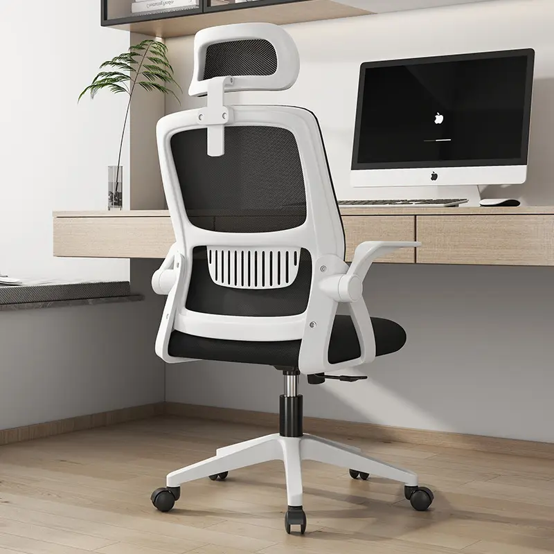 Back Mesh Fabric Swivel Computer Desk Chair Luxury Ergonomic Executive Commercial Office Chairs with Headrest Stainless Steel