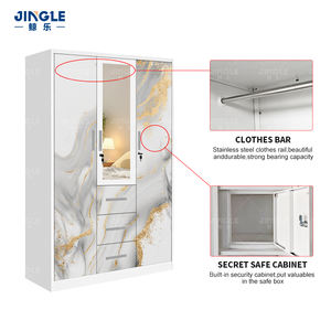Armoire de style luxueux à 3 portes battantes avec miroir, rangement, armoire pour vêtements, armoire personnalisée, Lemari Pakaian Dengan Cermin - Product Image 5