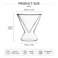 Gobelet isotherme moderne en verre borosilicate à double paroi de 4 oz, en forme de sablier, pour boissons froides (café glacé, thé, jus)