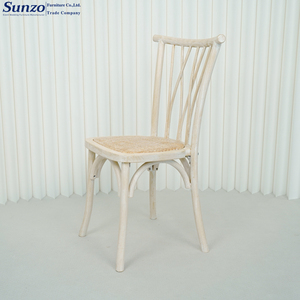 Sedie Rustiche in Legno Massello con Schienale a Croce e Seduta in Rattan per Sala da Pranzo, Interni, Esterni, Matrimoni ed Eventi - Product Image 2