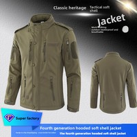 Veste bomber softshell tactique ample à capuche épaisse camouflage automne/hiver 4ème génération pour sports de plein air et cyclisme