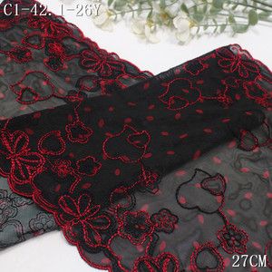 Passamaneria in pizzo ricamato a farfalla <span class=keywords><strong>con</strong></span> pois, 27 cm, in tulle morbido stampato, nylon spandex elasticizzato, ricamo nero, tessuto in pizzo per reggiseno - Product Image 5