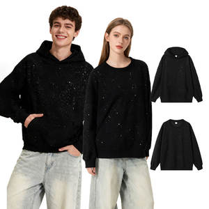 Sweat-shirt à capuche rond à col rond avec logo personnalisé, design étoilé chic, 350 g, brillant, ample, multi-usages - Product Image 2