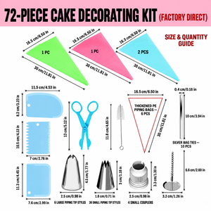 Kit de décoration de gâteaux en gros 72 pièces, douilles à pâtisserie en acier inoxydable, poches à douille réutilisables en silicone, fournitures de pâtisserie OEM - Product Image 6