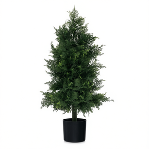 Albero di Cedro Artificiale Verde in Vaso Singolo per Decorazione Ufficio - Product Image 1