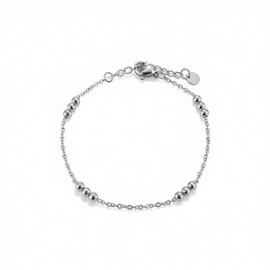 Amy Amy Fashion <b>Bracelet</b> P2058 Stainless Steel Chain <b>Ball</b> Design Women's Silver Plated Classic Style Gift Jewelry - Product Image 3