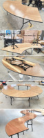 Moderner Runder Holz-Klapptisch mit Metallrahmen für Outdoor-Dining, Hotel- und Landhausnutzung - Neuerscheinung