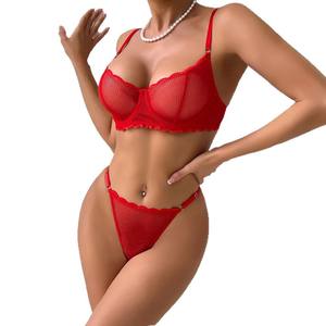 Bikini sexy en dentelle française, maille ultra-fine, transparent, dos nu, bretelles, sans manches, bikini charmant et élégant, <span class=keywords><strong>sous</strong></span>-vêtements en maille - Product Image 5