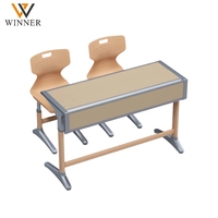 Ensemble de chaise et bureau double ergonomique de haute qualité, écologique et durable, avec tiroir, structure métallique, hauteur réglable pour l'école et la maison