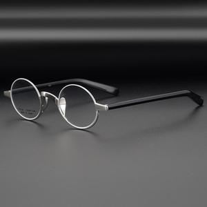 <span class=keywords><strong>Lennon</strong></span> – <span class=keywords><strong>lunettes</strong></span> <span class=keywords><strong>rondes</strong></span> en titane pour hommes et femmes, faites à la main, Super légères, petite monture rétro, haute myopie, demi-jante - Product Image 2