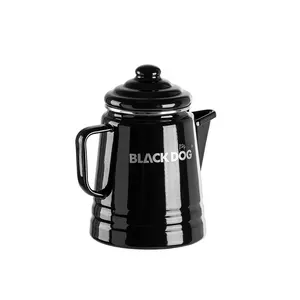 블랙 도그 커피 주전자 야외 캠핑 피크닉 2L 블랙 에나멜 커피 차 냄비